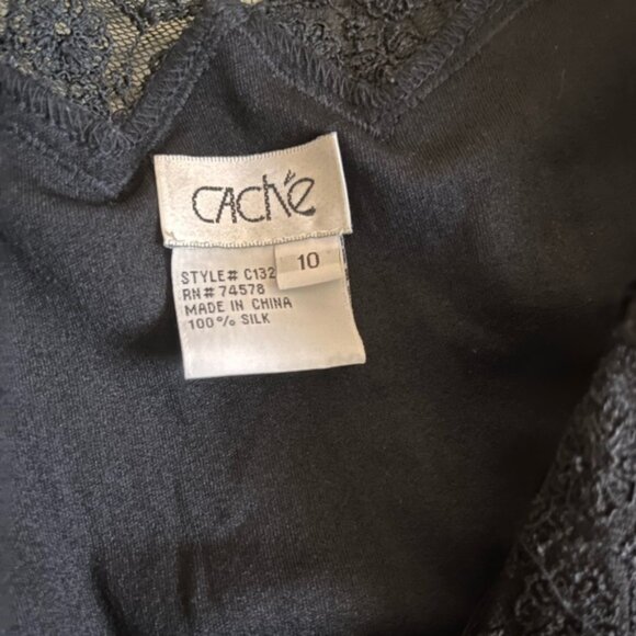 Vintage CACHE 100% Silk Sheer Beaded Rosebud Lace Slip Dress Size 10 - Picture 10 of 10